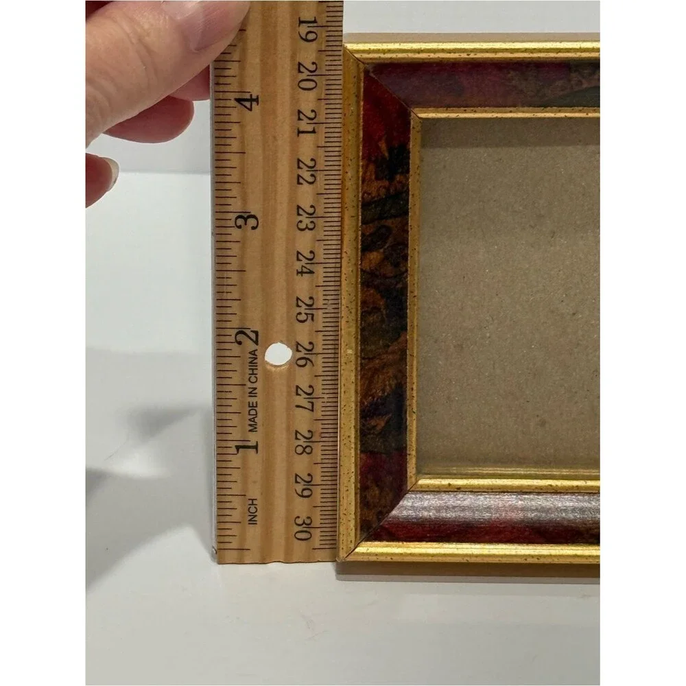 Miniature Gold Burgandy Picture Photo Frame 2x3